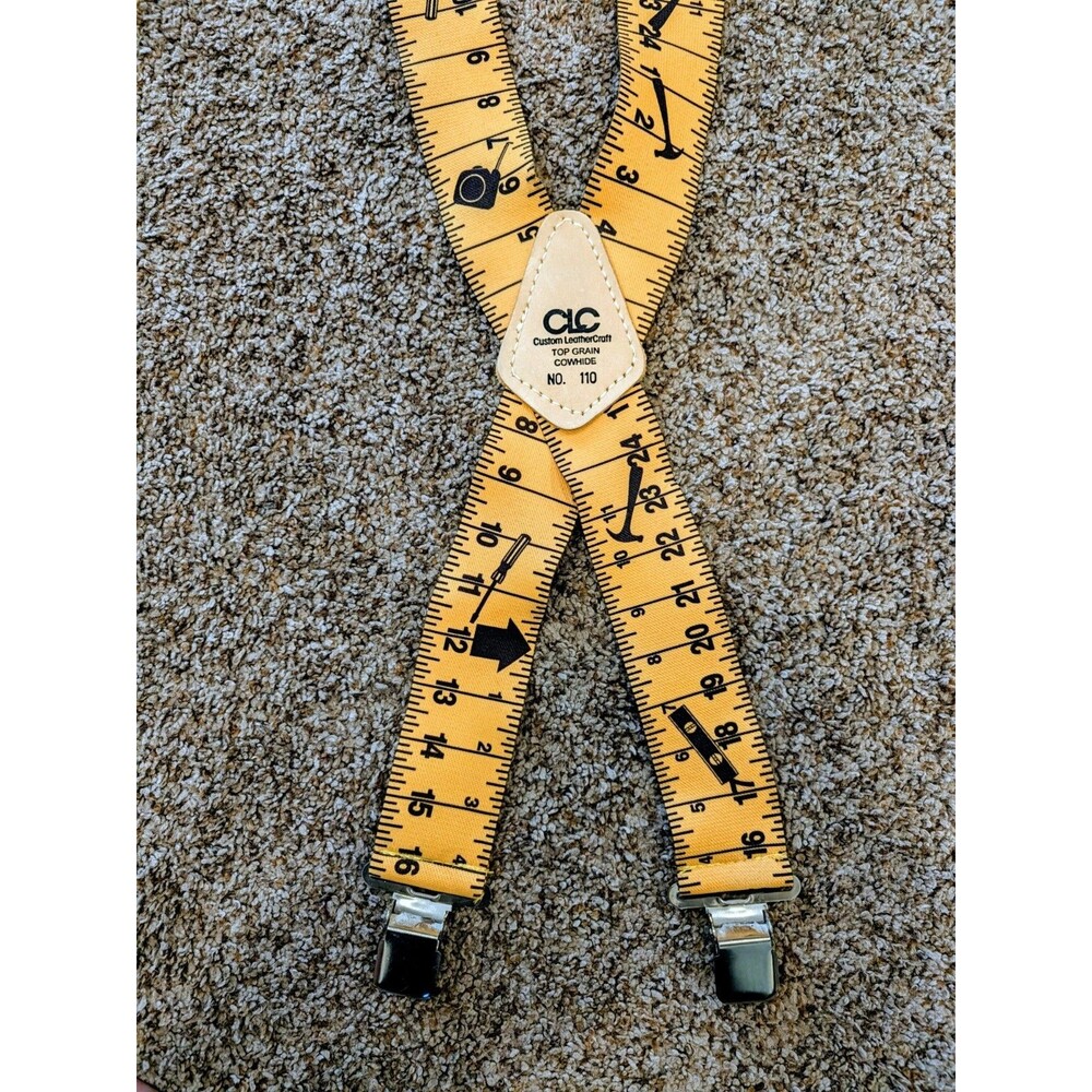 CLC Custom LeatherCraft 110 Work Suspenders Tape Measure Ruler Print Yellow